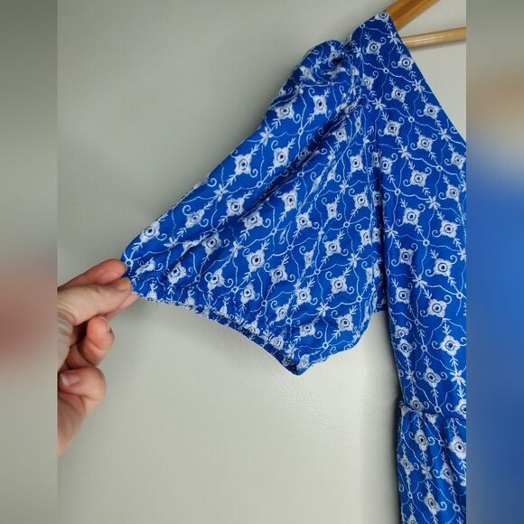 Rhode Eyelet Mini Babydoll Dress Blue With pockets Size XXL - Picture 10 of 16